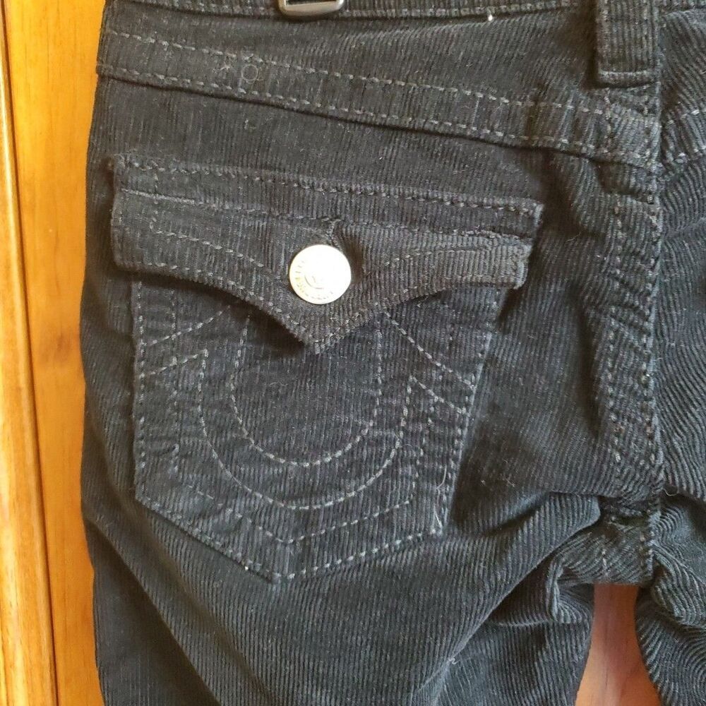 True Religion 29 Corduroy Shorts Womens Black Cuffed Y2K Made in USA Stretch - Picture 11 of 15